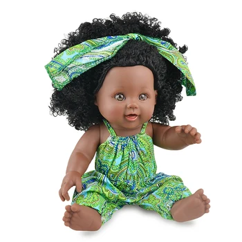 Afrika Lutke Otroka 30 CM Z Srčkan Moda Pokrivala Živahna Oblačila Baby Prerojeni Darilo Črne Lutke Black Valovite Lase, Lutke, Lutke Kodre