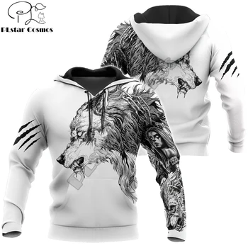Tatoo Wolf 3D Vsem Natisnjeno Moških Bele Hoodies Unisex Majica Ulične Zadrgo Puloverju Športna Jakna Trenirke KJ0190