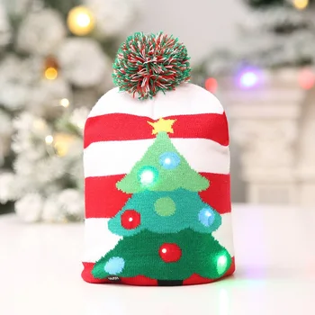 LED Božični Klobuk Pulover Pletene Beanie Božični sveti Pletene Klobuk Božično Darilo za Otroke Božič 2021 Novo Leto Odlikovanja