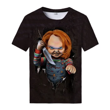 Horror Film Chucky 3d Print Majica s kratkimi rokavi Grozo Vrhovi Senpai T-shirt Kul Moški Ženske Vse Tekme T-shirt Priložnostne Ulične Tees