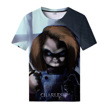 Horror Film Chucky 3d Print Majica s kratkimi rokavi Grozo Vrhovi Senpai T-shirt Kul Moški Ženske Vse Tekme T-shirt Priložnostne Ulične Tees