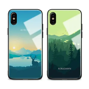 Naravne Kulise Gozd, jezero elk Besede, Kaljeno Steklo Mehki Silikonski Telefon Primeru Cover Za Apple iPhone 6 6s 7 8 Plus X XR XS MAX