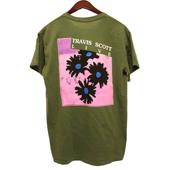 Travis Scott Astroworld Festival Teči Cvet Tee majica s kratkimi rokavi Moški Ženske 1:1 Visoke Kakovosti Travis Scott majica s kratkimi rokavi