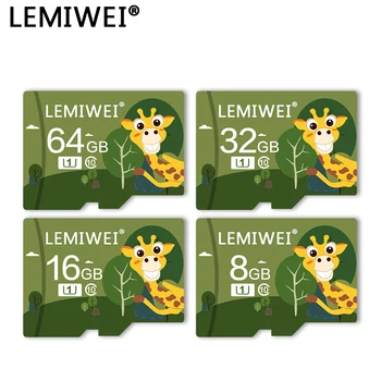 Lemiwei Pomnilniško Kartico 32GB 64GB Class 10 za Visoke Hitrosti Srčkan Žirafa TF Flash Card 16GB 8GB U1 TF kartice Za Pametni telefon