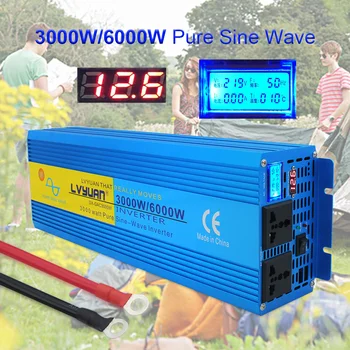 Digitalni Prikaz pure sine wave solor pretvornik power inverter 6000W MAX DC12v ali DC 24V Na AC 220V KAMPIRANJE ČOLN SINEWAVE