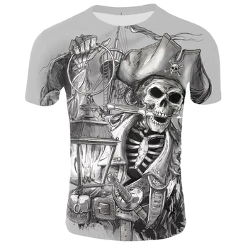 Moške poletne igralnih kart lobanja, tiskanje moške kratke oplaščeni T-shirt 3DT majica priložnostne dihanje T-shirt in plus velikost T-shirt