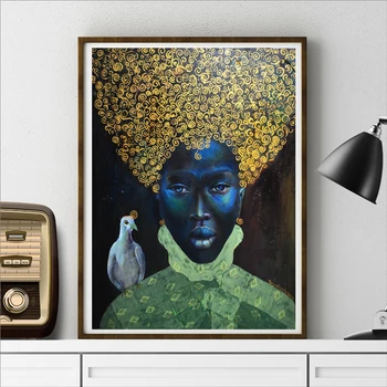 Hd Tiskanja Afriki Ženske Portret Oljna Slika Na Platnu Brez Okvirja Natisnjene Slike, Plakate In Grafike Doma Dekor Za Dnevno Sobo