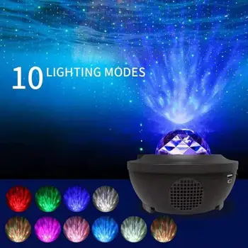 Barvita Zvezdnato Galaxy Projektor Blueteeth USB Glasovni Nadzor Predvajalnik Glasbe LED Nočna Lučka Polnjenja s kablom USB Projekcija Lučka Otroci Darilo