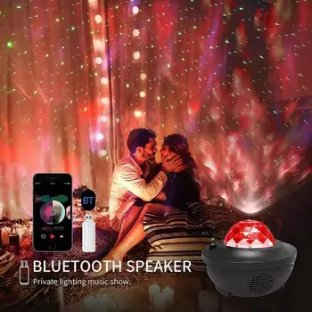 Barvita Zvezdnato Galaxy Projektor Blueteeth USB Glasovni Nadzor Predvajalnik Glasbe LED Nočna Lučka Polnjenja s kablom USB Projekcija Lučka Otroci Darilo
