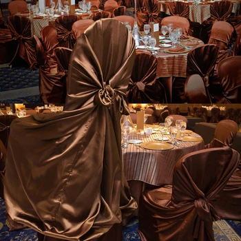 50pcs saten univerzalno stol kritje za poroko svileno kravato stol kritje za Stranke Restavracija svate uslug z visoko kakovostjo