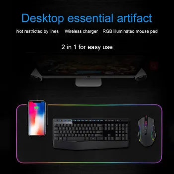 SeenDa RGB Mouse Pad Gaming MousePad Brezžični Polnilnik 10W Hitro Polnjenje LED Velikih Miško Mat USB Tipkovnico Računalnika Blazine