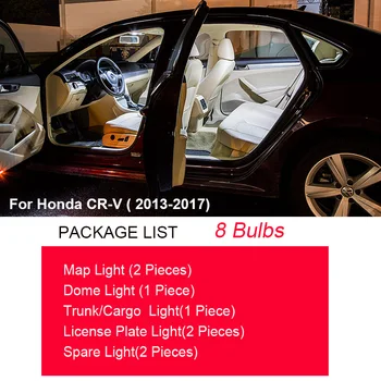 8pcs Bela LED Notranja Svetila Komplet Za Obdobje 2013-2017 Honda CR-V CRV Zemljevid Dome Trunk registrske Tablice Lučka Avto Dodatki