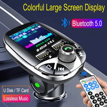 JINSERTA Brezžični Bluetooth, FM Modulator Barvni Zaslon Hands-free MP3 Predvajalnik Dvojni Polnilnik USB z Daljinskim upravljalnikom
