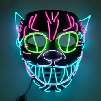 OOTDTY 1PC Lep Mačka Glave Halloween Kostumi Maske LED EL Žica, Hladno Svetlobo DJ Party Festival Cosplay Dobave