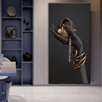 Črna Roka S Zlati Nakit Platna Slike Na Steni Plakatov In Fotografij Afriške Umetnosti Moderne Slike Doma Dekoracijo Sten