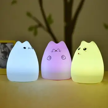 Mačka LED Night Light Touch Senzor Daljinski upravljalnik Pisane USB Polnilne Silikonski Spalnica Postelji Lučka za Otroke, Otroci Baby