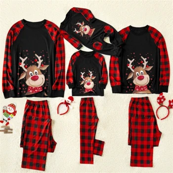 Družina Ujemanje Obleko Oblačila Božič Pižamo Nastavite Božič Odrasli Otroci Srčkan More Božična Risanka Dragi Tiskanja Sleepwear Obleko