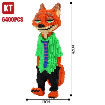KT Živali Velikosti Fox Slika Risanka Video gradnika 3D Model Zbrati Opeke Mikro Igrača za Otroke, Fantje Darila