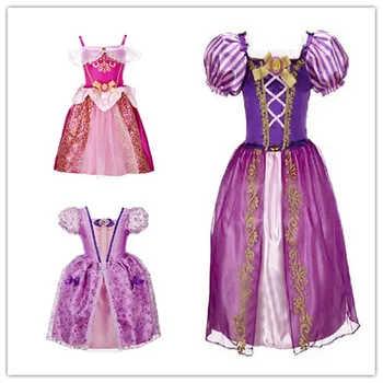 Princesa Belle&Rapunzel elegantno obleko dekleta, cosplay stranka obleko priljubljena žogo obleke