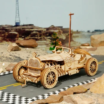 Lesene Mehanski Model Puzzle Modela Avtomobila Diy Zbiranja Igrač za Otroke, ki so Fantje Darila NSV775