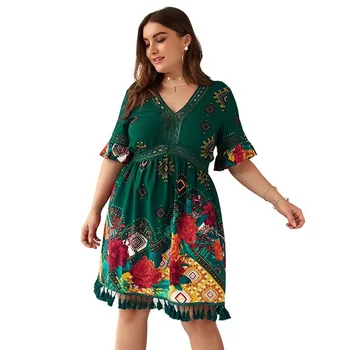 Pluse velikost obleke bohemian vestidos novo obleko poletje velika velikost 2020 ženske Cvetlični V veliki velikost stranka obleko ženska seksi ženske obleke