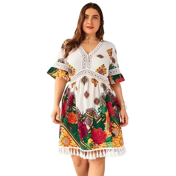 Pluse velikost obleke bohemian vestidos novo obleko poletje velika velikost 2020 ženske Cvetlični V veliki velikost stranka obleko ženska seksi ženske obleke