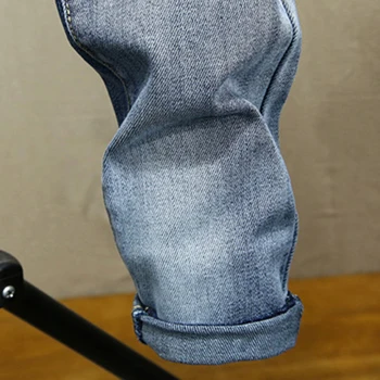 Sokotoo Moški znak, natisnjen Trendy jeans svetlo modra slim fit stretch traper hlače koničastimi