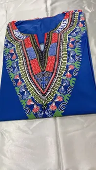 Modra Dashiki Majica s kratkimi rokavi Moški 2018 Nove blagovne Znamke Afriške 3D Tiskanja Slim Fit Mens T-majice Priložnostne V Vratu Kratek Rokav Hip Hop Camisetas 3XL