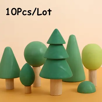 Debelo 10Set/Veliko Gozdnih Dreves gradniki Lesene Igrače Za Otroke Mavrica Simulacije Drevo Situacijsko Igrajo Izobraževalne Igrače