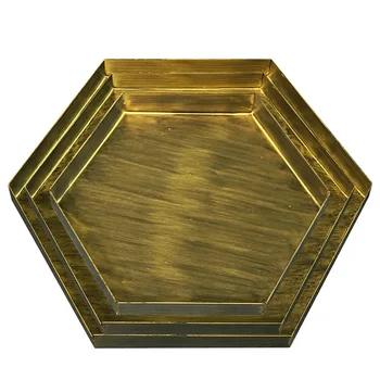 Vintage Zlato Polje Pladenj Za Kovine, Železne Plošče Geometrijske Stare Prigrizek Pladenj Kozmetični Jed Doma Dekoracijo Fotografija Rekviziti
