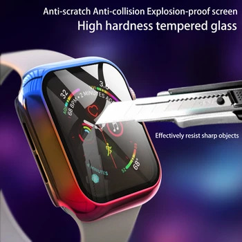 Barvna prevleka zaščitni lupini templered stekla za apple watch 44 Zaščito zaslon iwatch serije 5 4 3 2 42mm 40 mm 38 mm