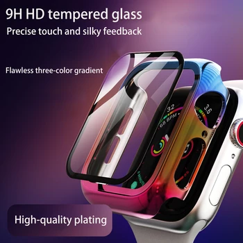 Barvna prevleka zaščitni lupini templered stekla za apple watch 44 Zaščito zaslon iwatch serije 5 4 3 2 42mm 40 mm 38 mm