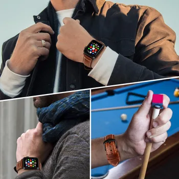 Olje, Vosek Usnje Watch Zapestnica Za Apple Watch Band 42mm 38 mm iWatch Watch Pribor Za Apple Watch Trak, Toplo Watchband