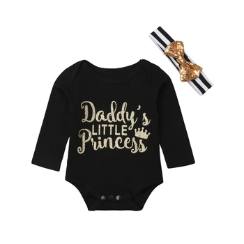 Malo Princesa Novorojenega Dojenčka Baby Dekleta, Igralne Obleke Z Dolgimi Rokavi Božič Smešno Pismo Tiskanja Otroška Oblačila Playsuit Jumpsuits
