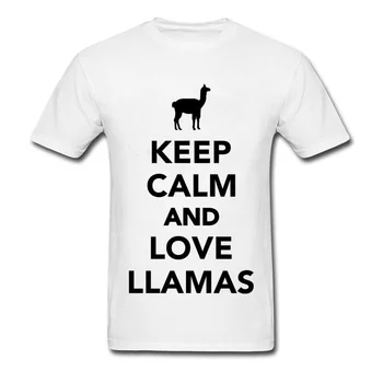 Moške Nov Vnos Majica Bele Moda Ohraniti Mirno In Ljubezen Llamas Zaščito Živali Inštitut Moški Tshirt Bombaž blagovne Znamke Vrhovi Tees