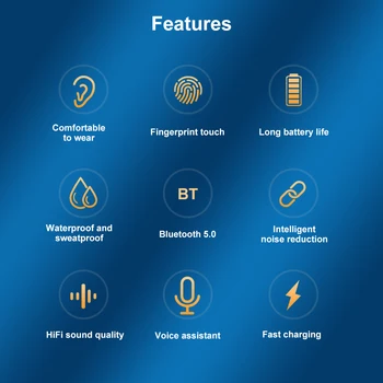 Dropshipping A1 TWS Bluetooth 5.0 Brezžični IPX7 Nepremočljiva Smart-Touch Stereo Slušalke z Mikrofon Brezžični in-ear Slušalke