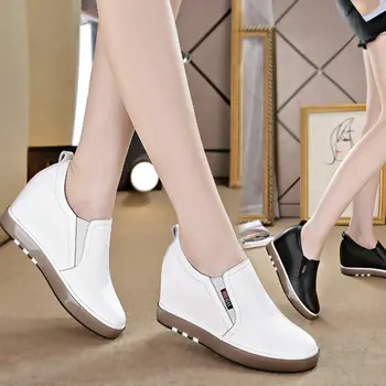 Pravega usnja superge ženske novo povečanje priložnostne študentski športni čevlji ženske tekaški športni copati chaussures femme ZZ-50