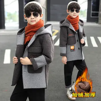 Otroška oblačila fant volnene plašč jesen/zima 2021 novo otrok dolge volnene plašč sredini fant zadebelitev korejska različica