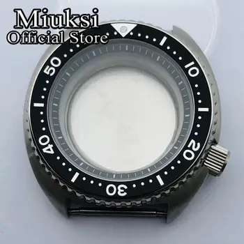 Miuksi 45mm srebro sterilne watch primeru, safirno steklo črno ploščo fit NH35 NH36 gibanja