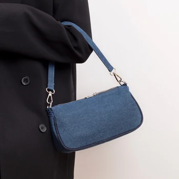 Modno oblikovanje denim torba Barva ženske štruce vrečko 2020 new Visoke kakovosti oblikovalec Torbico in denarnico Telefon Žep