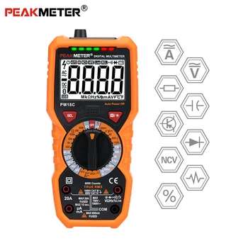 Digitalni Multimeter PEAKMETER PM18C True RMS AC/DC Napetosti, Upornosti Merilnika PM890D Kapacitivnost Frekvenca Temperatura NKV Tester