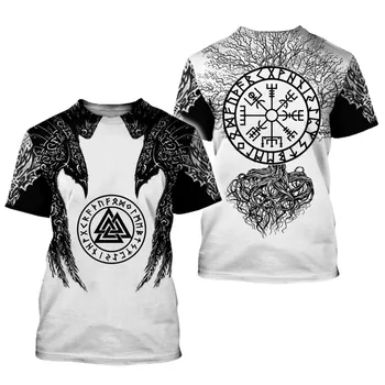 Blagovno znamko oblačil Viking Tatoo vzorec Tiskanja 3D majica s kratkimi rokavi Moški tshirt Poletje Smešno T-Shirt Kratek Rokav O-vrat Vrhovi Padec Ladijskega prometa