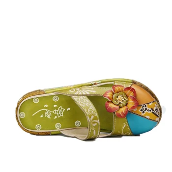 BEYARNE poletne sandale pravega usnja, copati ženske debele pete platformo sandali za ženske, copate etnične sandali