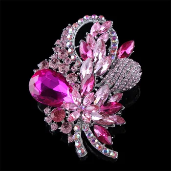 Makedoniji nakit Nove velike diamanti, polno cvetja in diamanti zlitine broška visoko-kakovostni razred imitacije cirkon kristalno broška oblačila