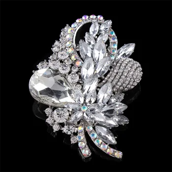 Makedoniji nakit Nove velike diamanti, polno cvetja in diamanti zlitine broška visoko-kakovostni razred imitacije cirkon kristalno broška oblačila