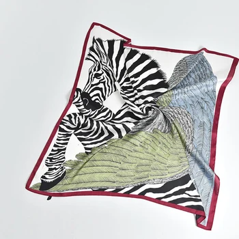 70*70 cm Kvadratni Šal Moda Pomlad Ženske Svile Zebra Print Ženske Rute Elegantno Neckerchief Lase Tie Suh Retro Saten Svila