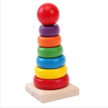 Dojenček Boys&Girls lesene mavrica stolp blokov Izobraževalne Inteligence Geometrijske Montaža Bloki za otroke darilo klasičnih igrač