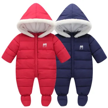 Nove Zimske Baby Fantje Dekleta Oblačila Sklop Otroci Toplo Navzdol Bombaža Vrhnja Oblačila Malčka Hooded Baby Romper