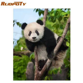 RUOPOTY Okvir Panda Diy Barvanje Z Številkami Wall Art Platno Slikarstvo Akril Barva Za Številke, Živali, Komplet Za Dekoracijo Doma