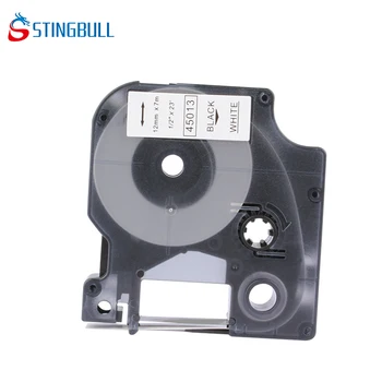 STINGBULL Širina 12 mm Visoke Kakovosti Črno na Belem DM1 45013 Tiskalnik etiket Trakovi Za Dymo Tiskalniki za Nalepke
